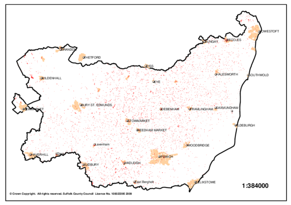 Old Orchard Sites in Suffolk map